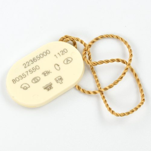Authentic Omega Seamaster 34.8mm cream hang tag for watch model 2236.50.00 with original string