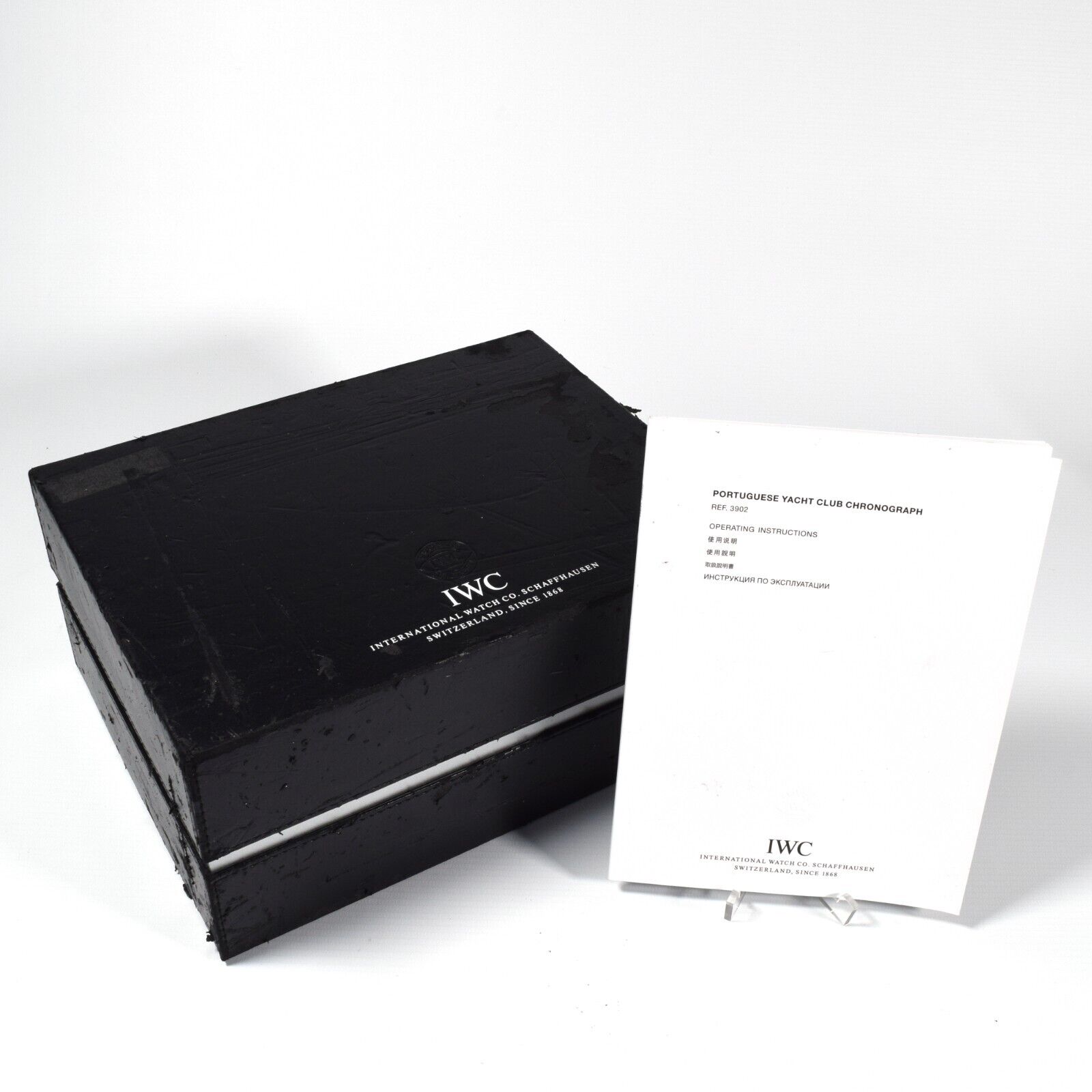 Authentic IWC Portuguese Yacht Club 3903 Black Leather Watch Box Case – Vintage 2010 with Instruction Manual