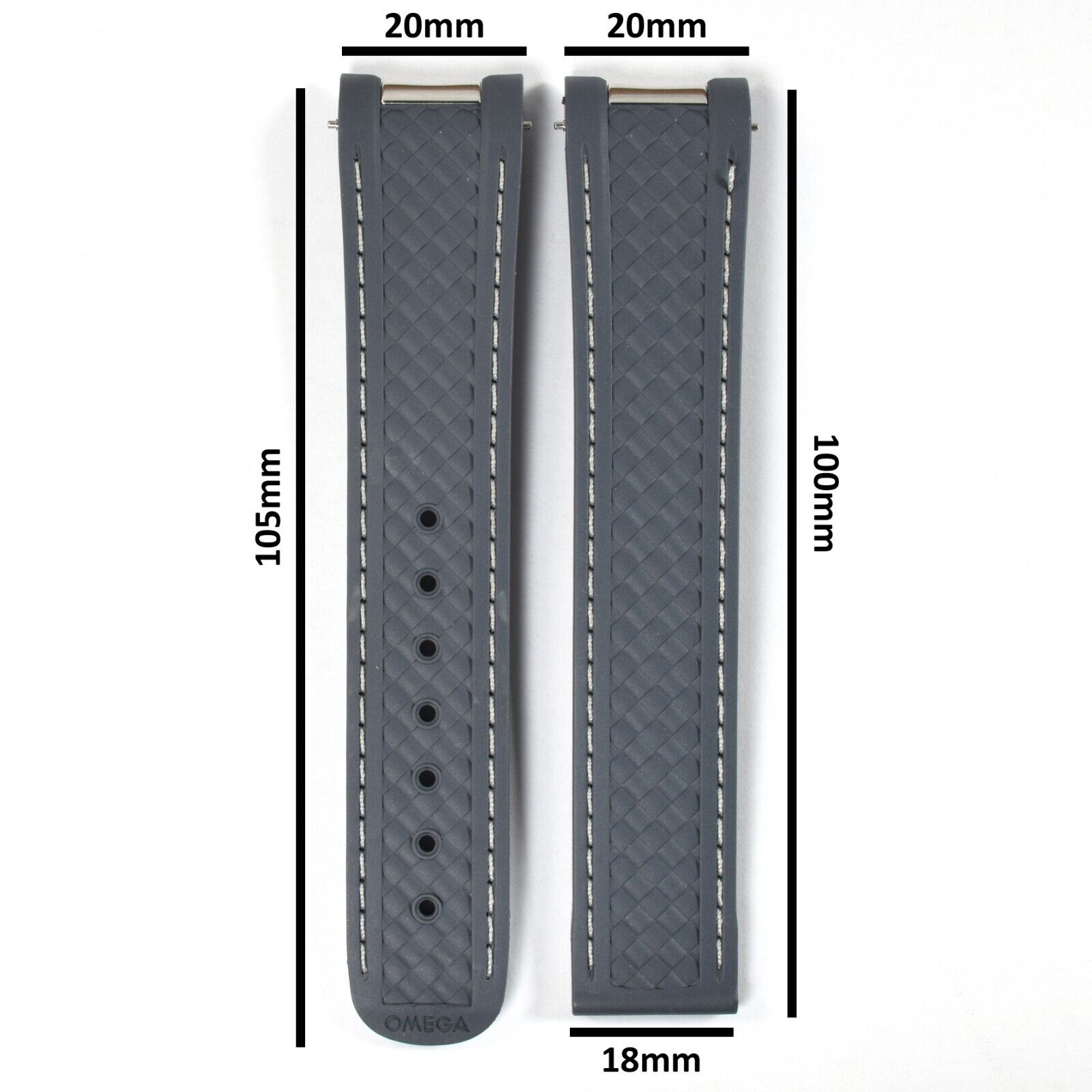 Authentic Omega Aqua Terra 41mm Blue Rubber 20mm to 18mm Strap Band CVZ007671 - Image 4