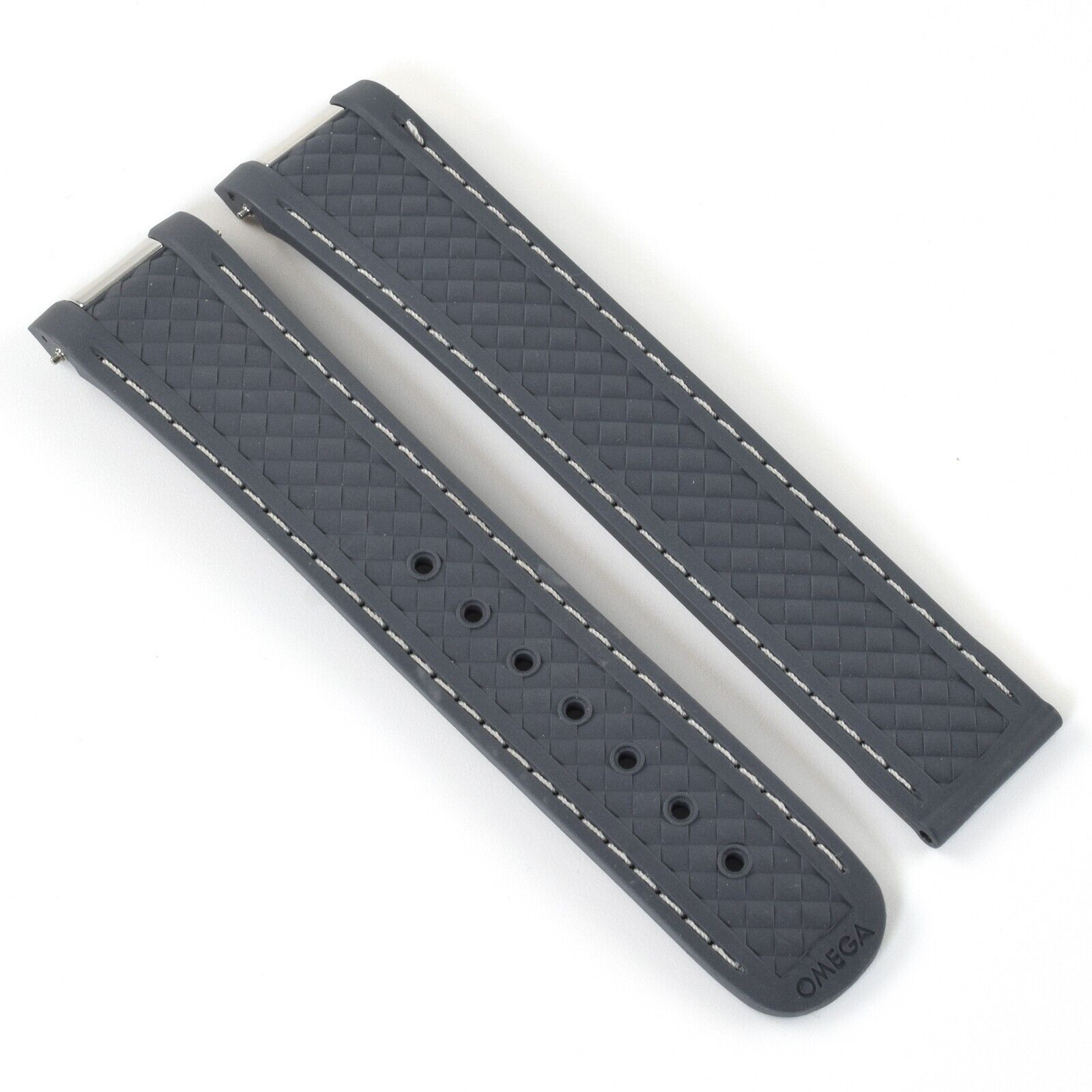 Authentic Omega Aqua Terra 41mm Blue Rubber 20mm to 18mm Strap Band CVZ007671 - Image 6