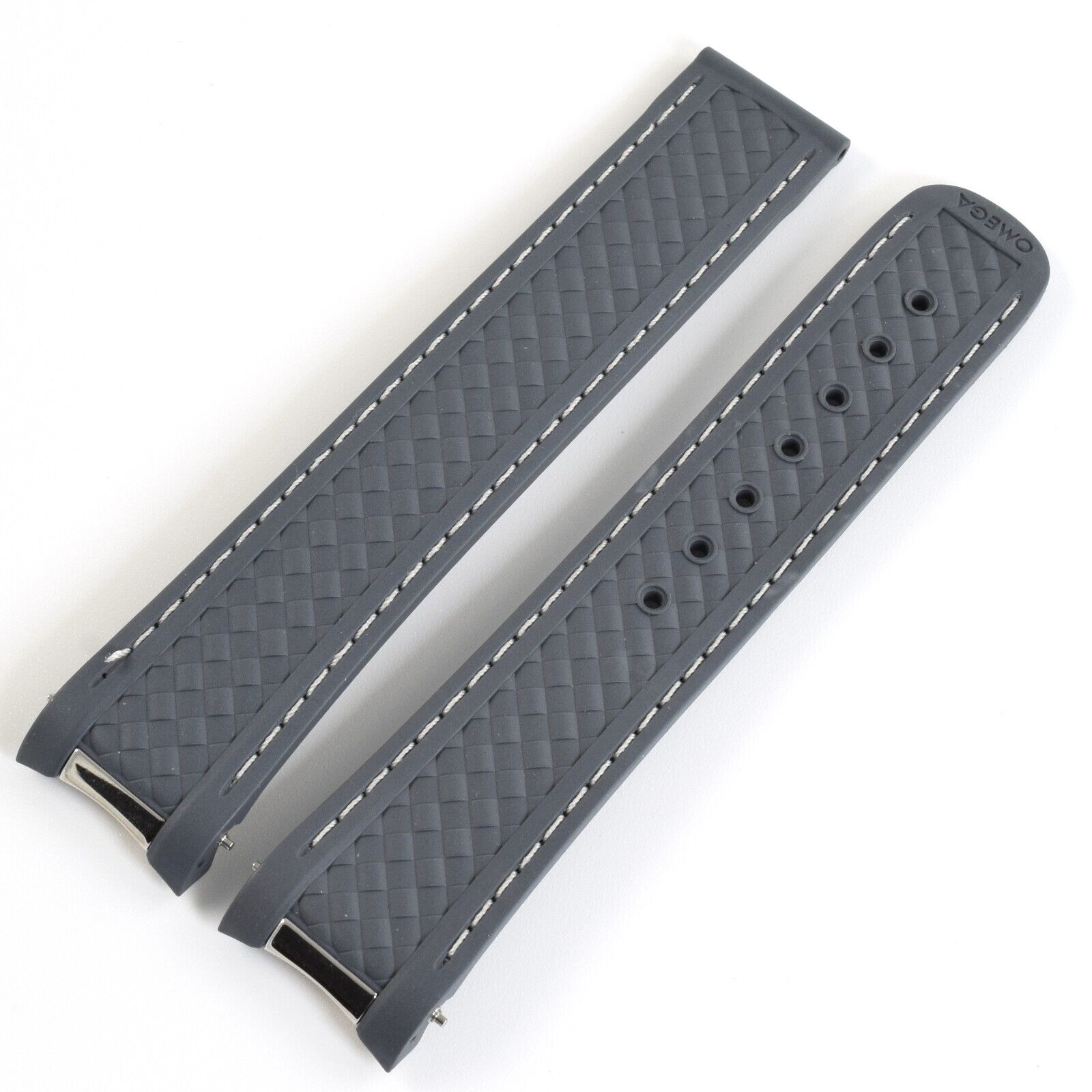 Authentic Omega Aqua Terra 41mm Blue Rubber 20mm to 18mm Strap Band CVZ007671 - Image 10