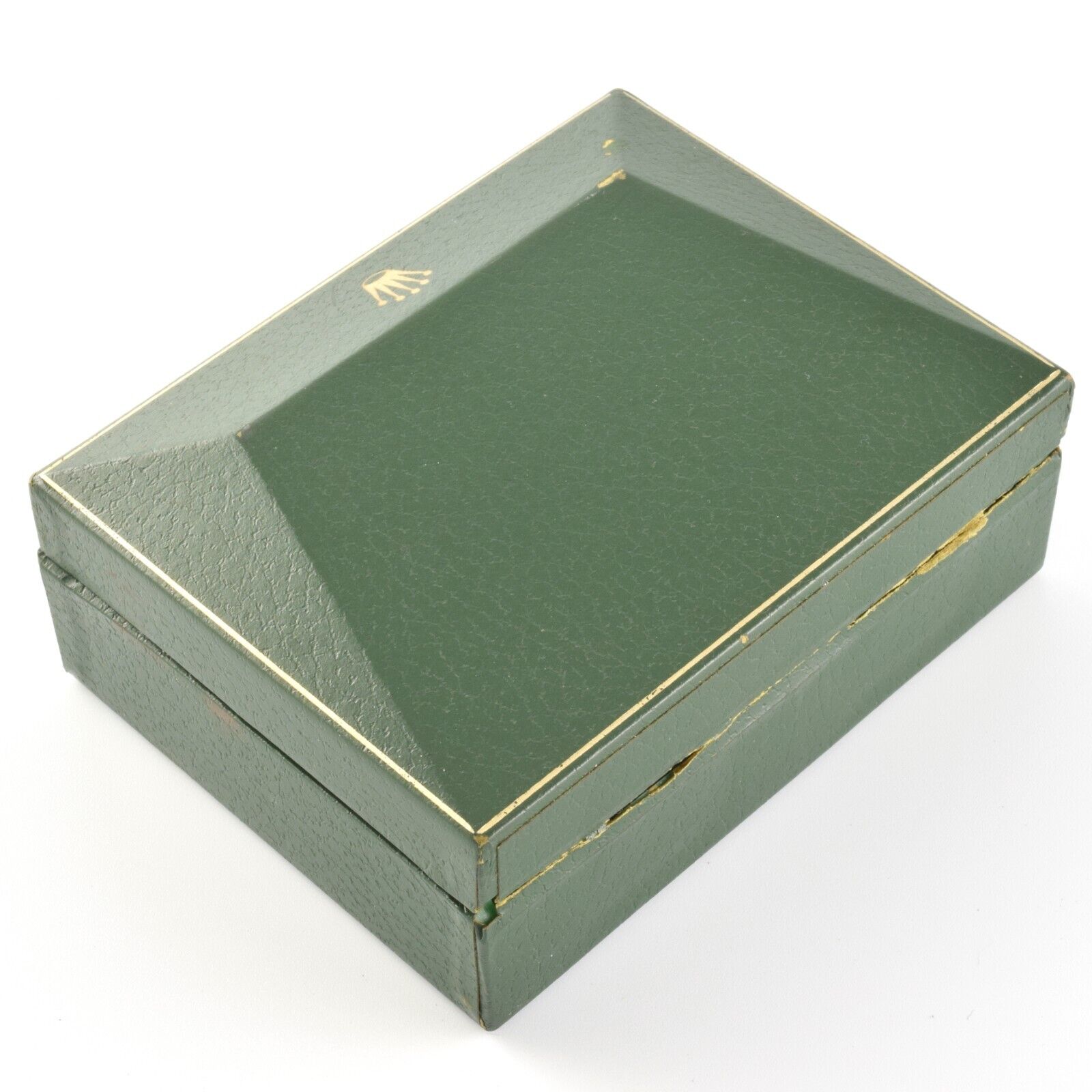 Rolex Vintage Green Leather and Wood 10 00 1 Watch Case Storage Box – Damaged - Image 12