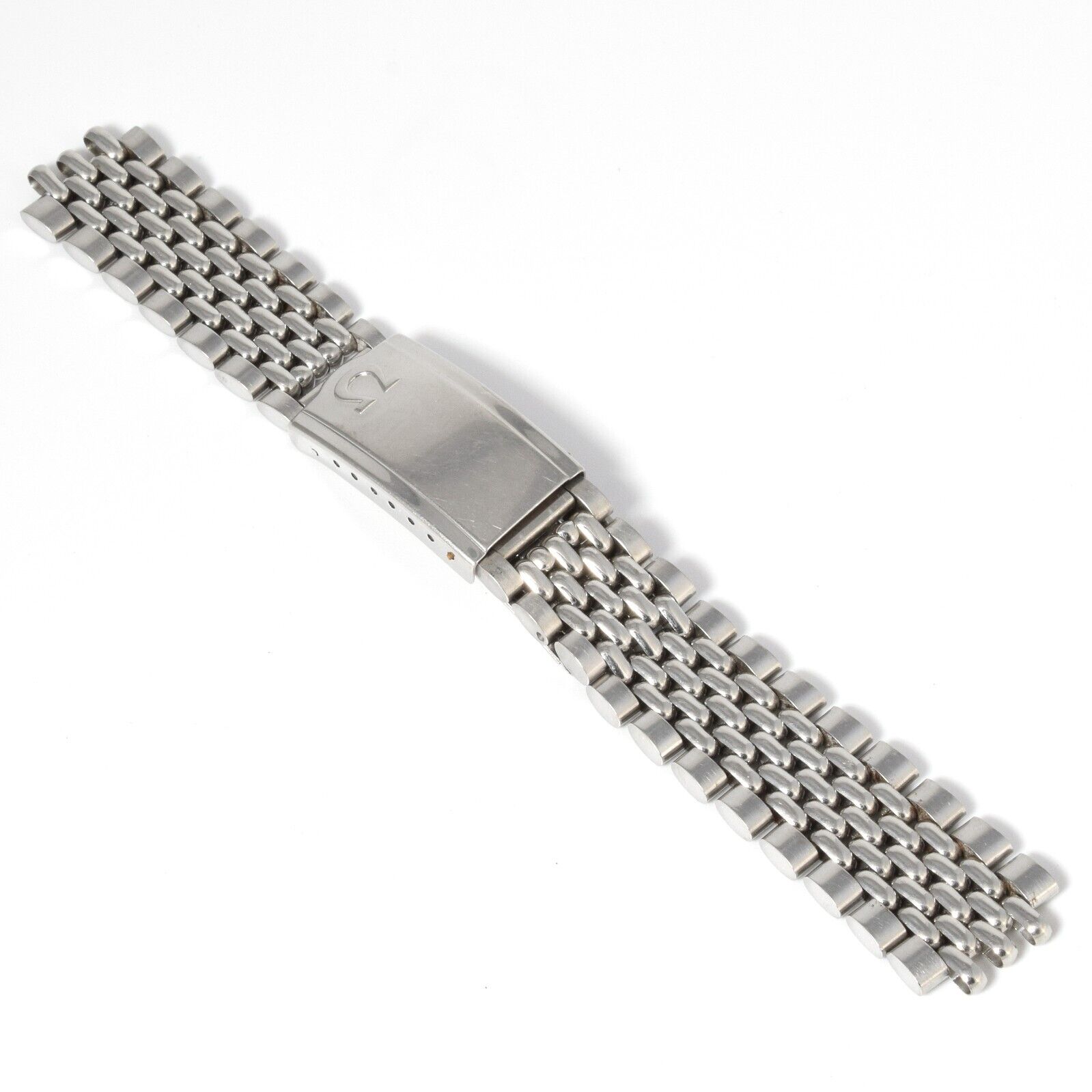 Authentic Omega Vintage Beads of Rice Steel Watch Bracelet with 8220 Clasp – 17.5mm Wide - Image 6