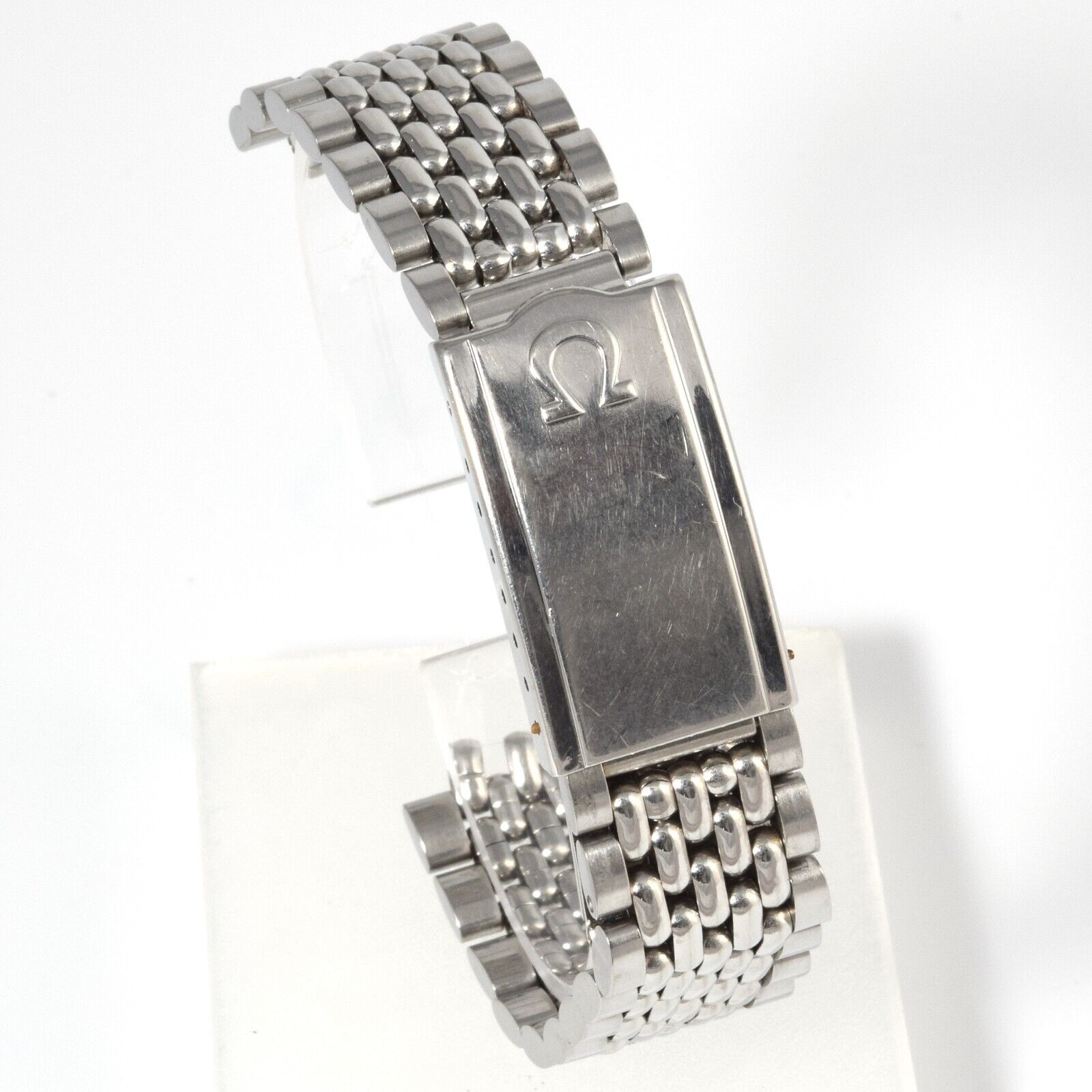 Authentic Omega Vintage Beads of Rice Steel Watch Bracelet with 8220 Clasp – 17.5mm Wide