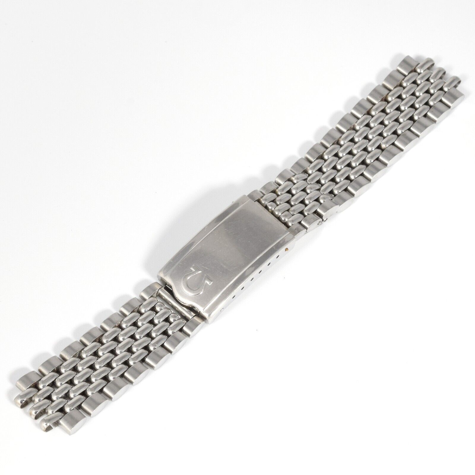 Authentic Omega Vintage Beads of Rice Steel Watch Bracelet with 8220 Clasp – 17.5mm Wide - Image 3