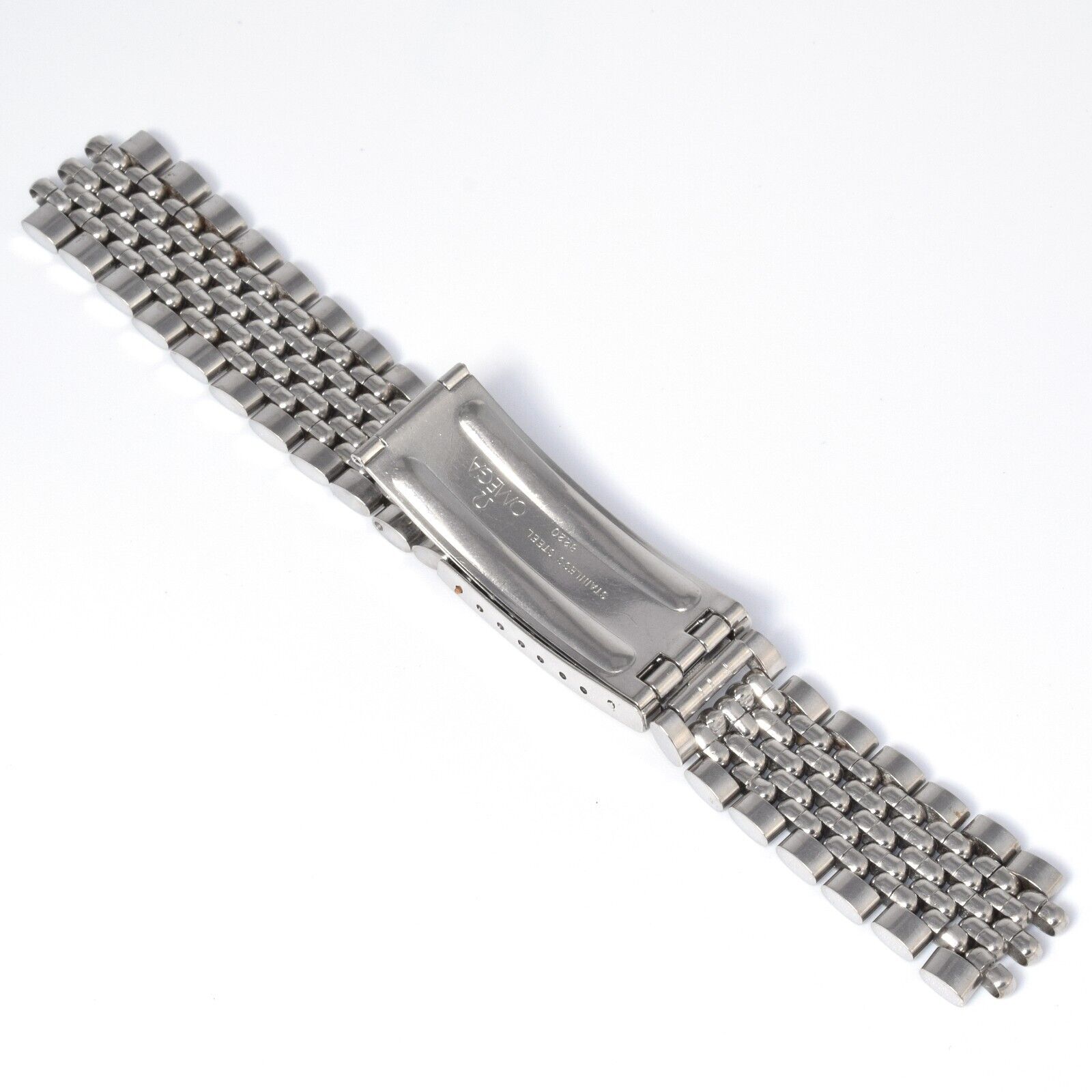 Authentic Omega Vintage Beads of Rice Steel Watch Bracelet with 8220 Clasp – 17.5mm Wide - Image 9