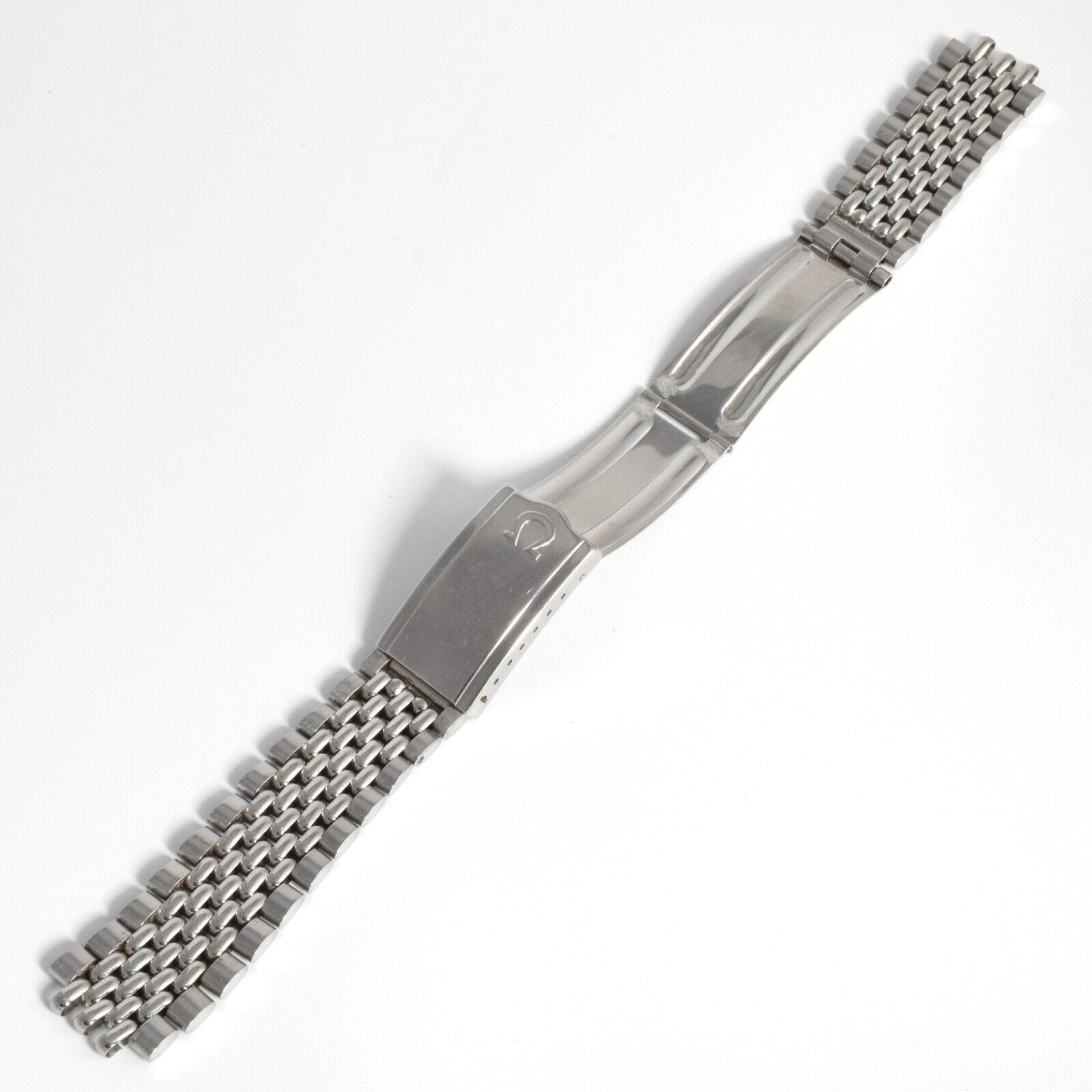 Authentic Omega Vintage Beads of Rice Steel Watch Bracelet with 8220 Clasp – 17.5mm Wide - Image 11