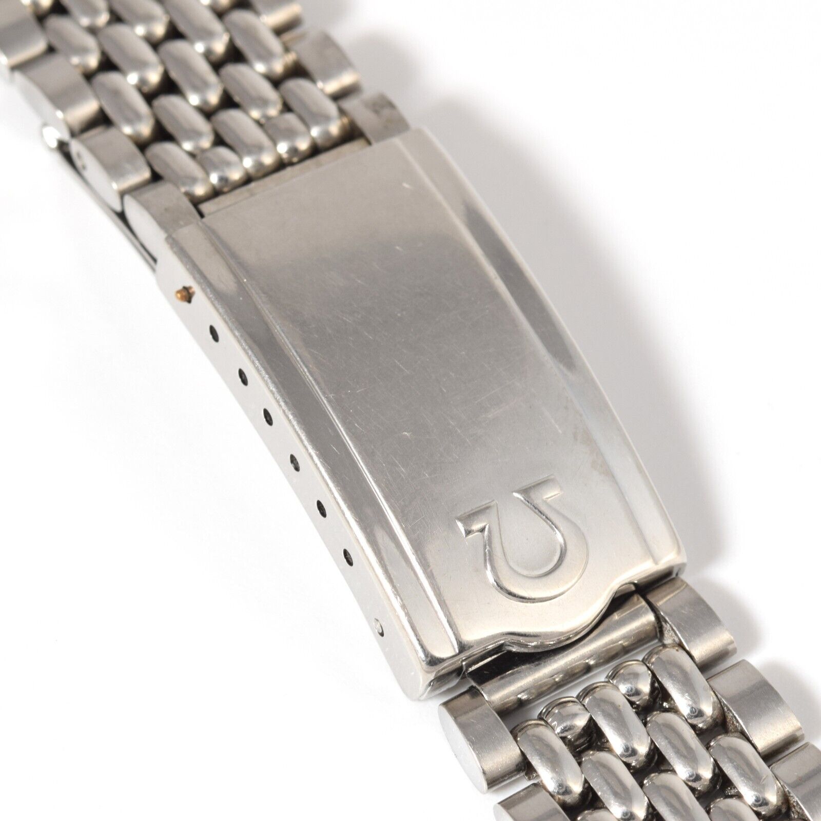 Authentic Omega Vintage Beads of Rice Steel Watch Bracelet with 8220 Clasp – 17.5mm Wide - Image 4
