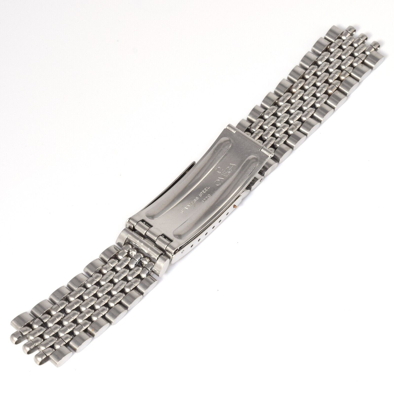 Authentic Omega Vintage Beads of Rice Steel Watch Bracelet with 8220 Clasp – 17.5mm Wide - Image 8