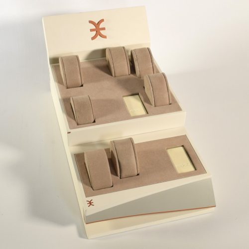 Authentic EBEL Cream Watch Display Stand with 7 Felt Pillows and 2 EBEL Plugs – 40cm