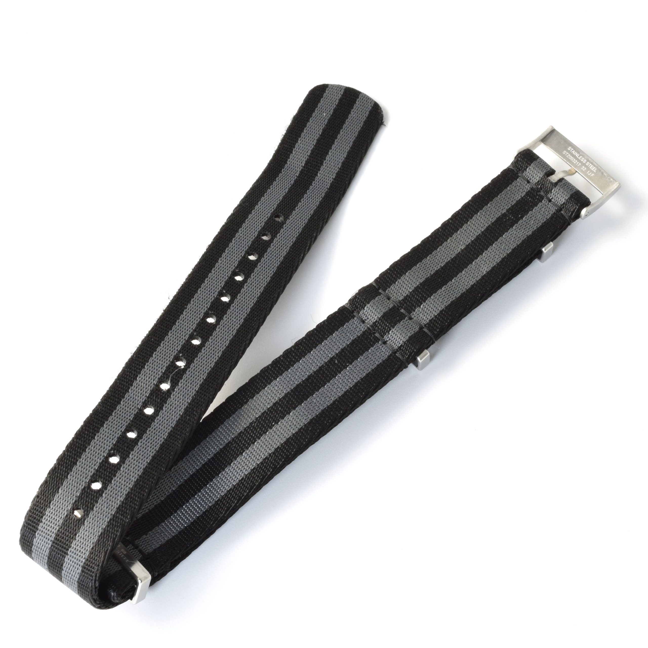 Authentic Omega Seamaster 007 Spectre NATO Watch Strap CWZ003210 – 21mm Black & Grey with Buckle - Image 8