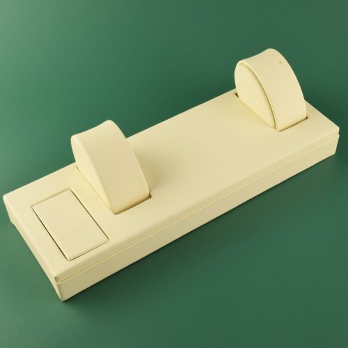 Original EBEL Cream Leather Watch Display Holder with Two Cushions – Dealer Window Tray