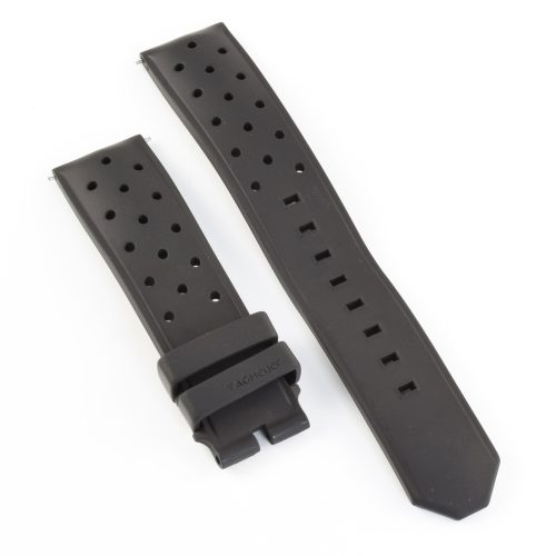 TAG Heuer Formula 1 black rubber watch strap FT8024 BT0724 with square perforations and TAG Heuer engraved on rubber loop