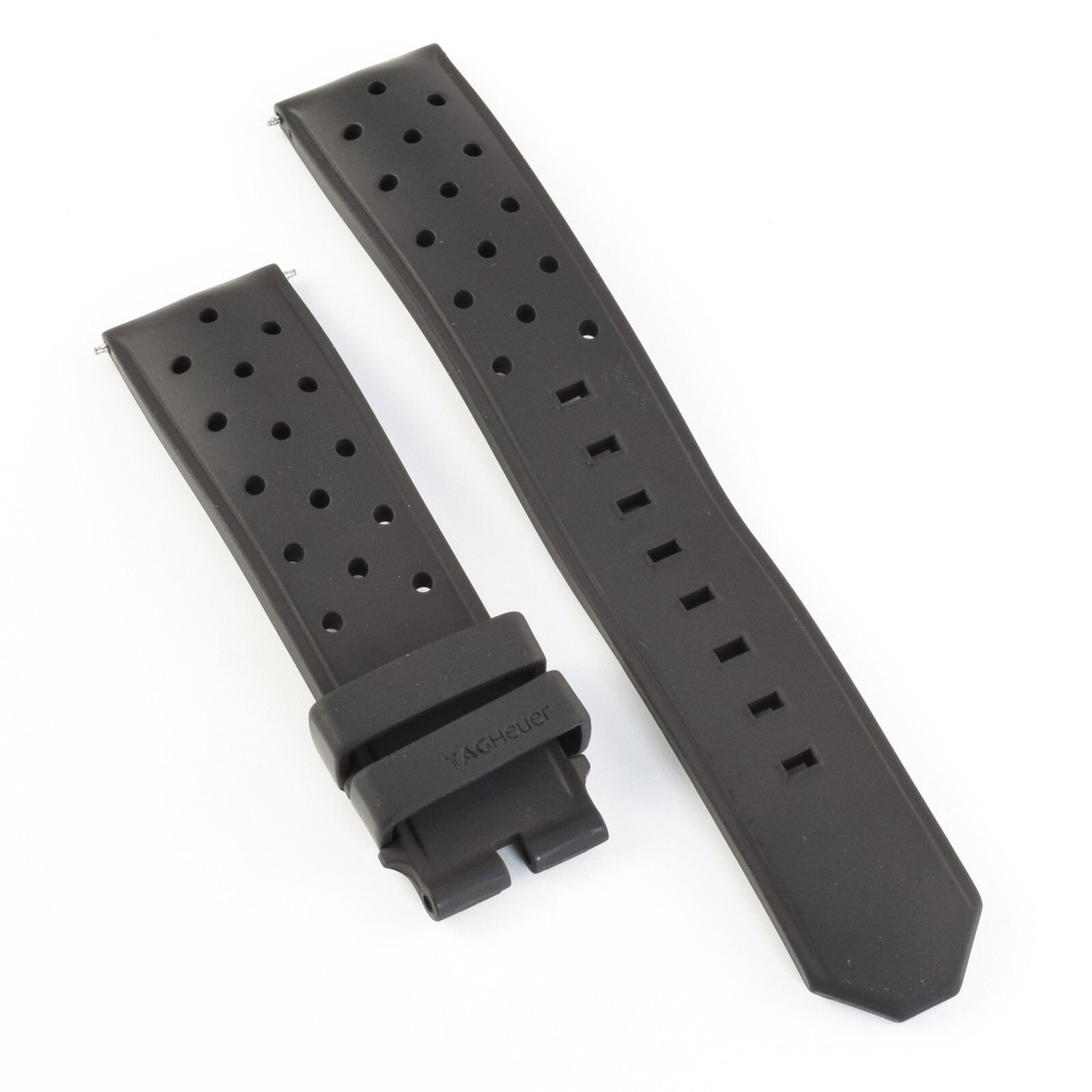 TAG Heuer Formula 1 black rubber watch strap FT8024 BT0724 with square perforations and TAG Heuer engraved on rubber loop