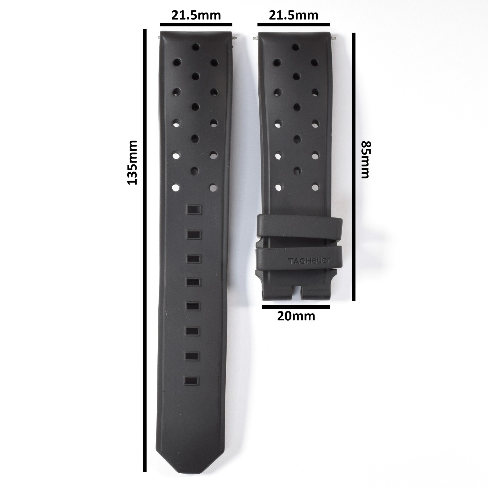 TAG Heuer Formula 1 Black Rubber FT8024, BT0724 Watch Strap 21.5mm – 18mm Wide - Image 3