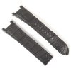 One Cartier grey alligator watch strap with quick release spring bars, shown in two pieces on a white background