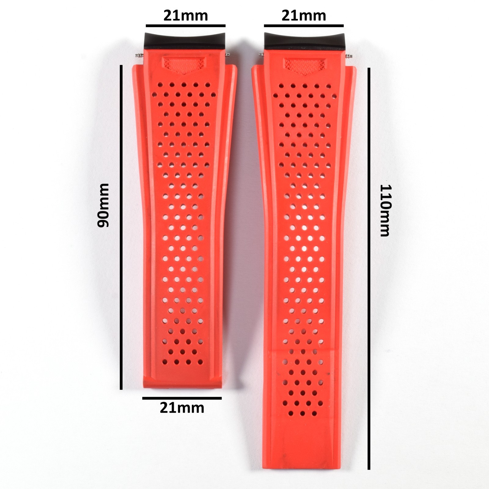 TAG Heuer Carrera CAR2A1Z Red Rubber Watch Strap FT6050 Band 21mm to 20mm - Image 3