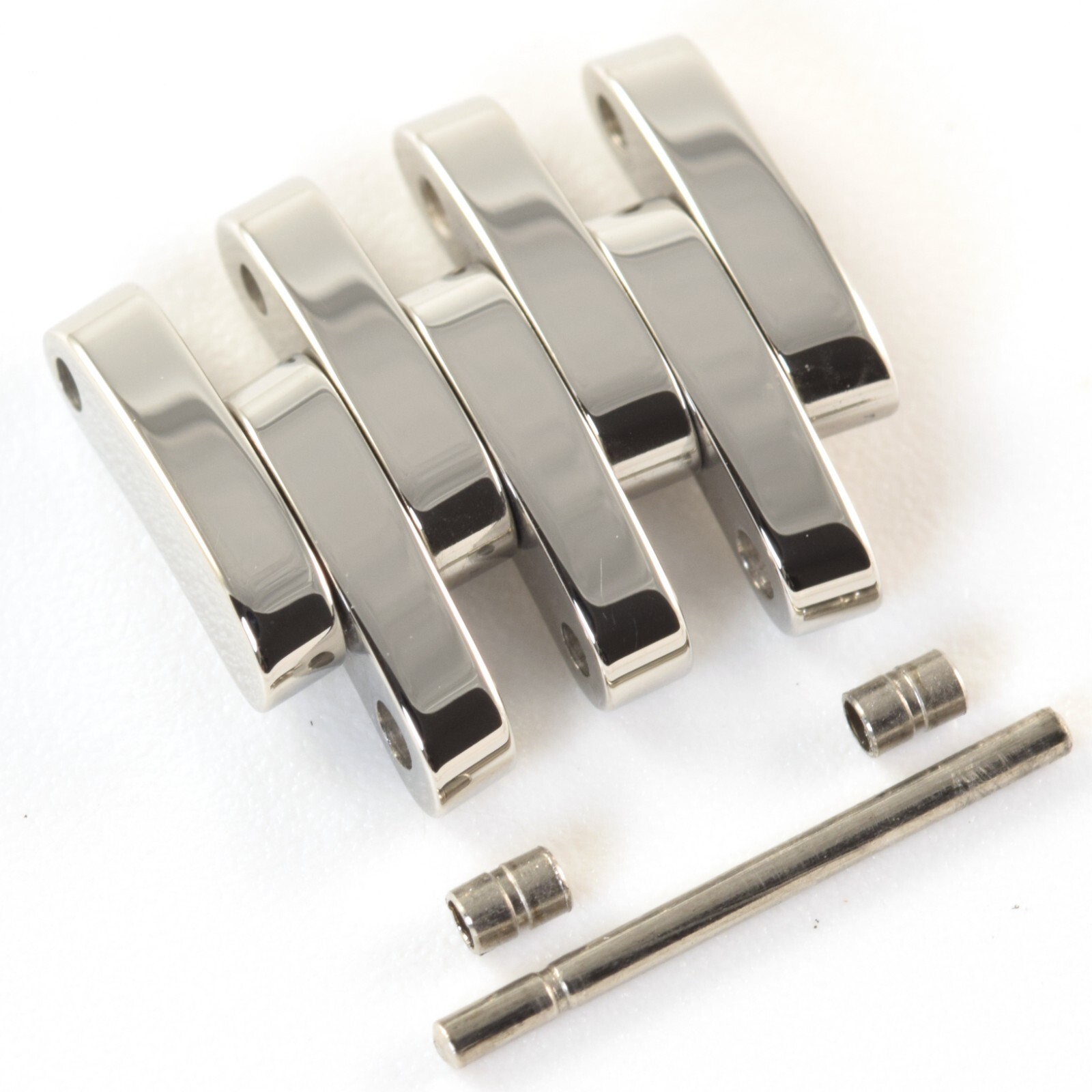 Polished stainless steel Omega De Ville Prestige 12mm watch bracelet link with pin and tubes.